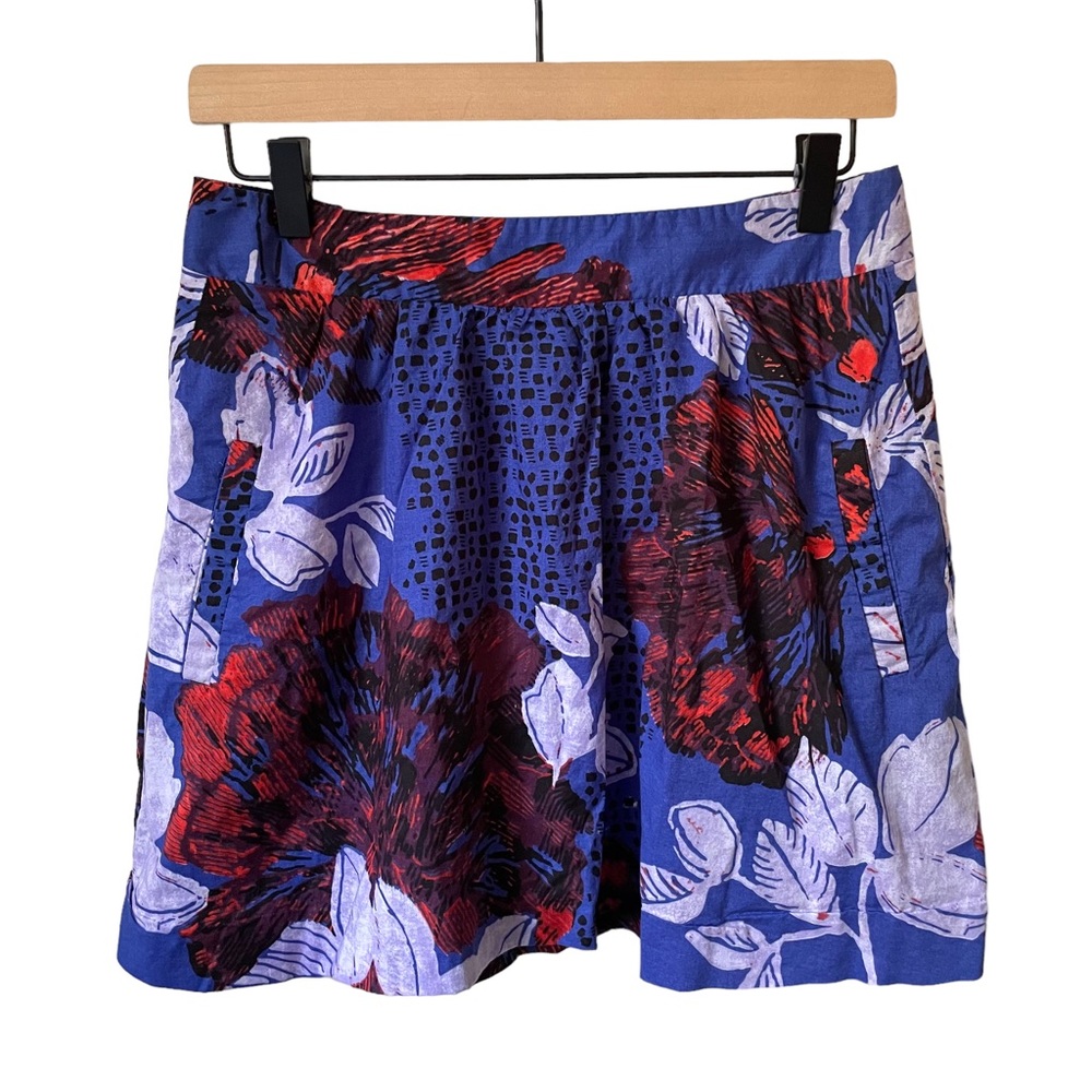 Anthropologie Edme & Esyllte | Floral A-line Pull-on Cotton Mini Skirt Size XS
